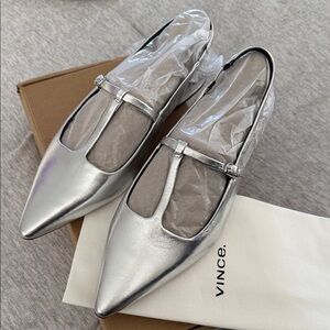 Vince Metallic Silver Women's Flats